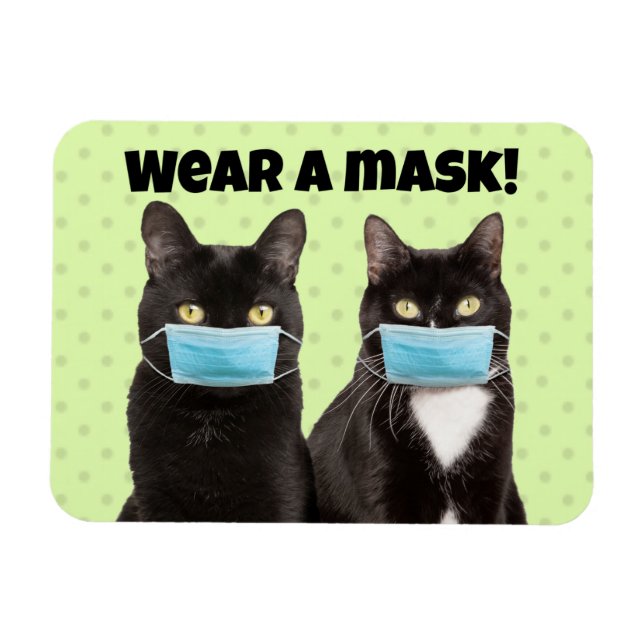 Wear a Mask Cute Cat in Coronavirus Face Masks Magnet (Horizontal)