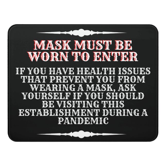 Wear A Mask Message Door Sign (Contemporary Front)