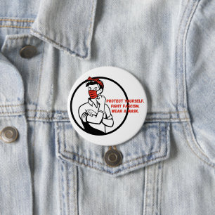 Wear a Mask Riveter Style Button