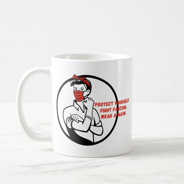 Wear a Mask Riveter Style Coffee Mug (Left)