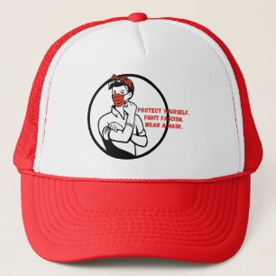 Wear a Mask Riveter Style Trucker Hat