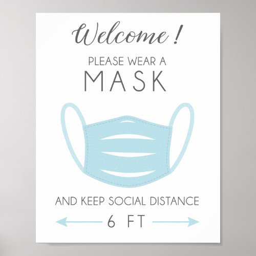 Wear a mask welcome sign social distancing