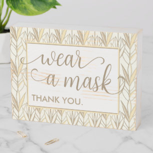 Wear a Mask White and Gold Elegant Wedding Sign