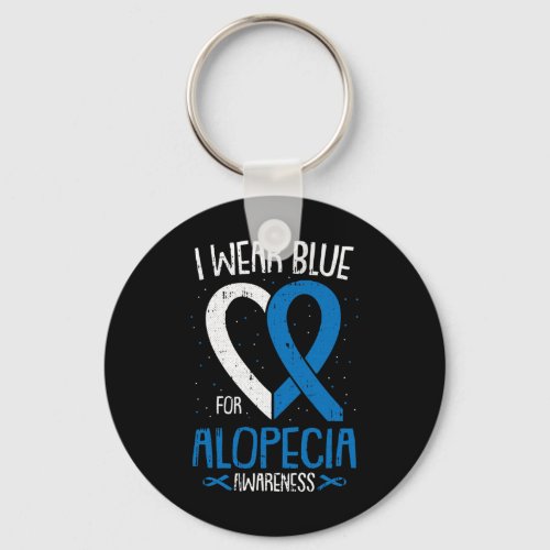 Wear Blue For Alopecia Awareness Areata Balding Su Keychain