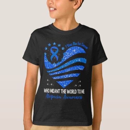 Wear Blue For Alopecia Awareness Heart Ribbon  T_Shirt