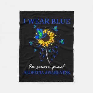 Wear Blue For Alopecia Awareness Sunflower Fleece Blanket