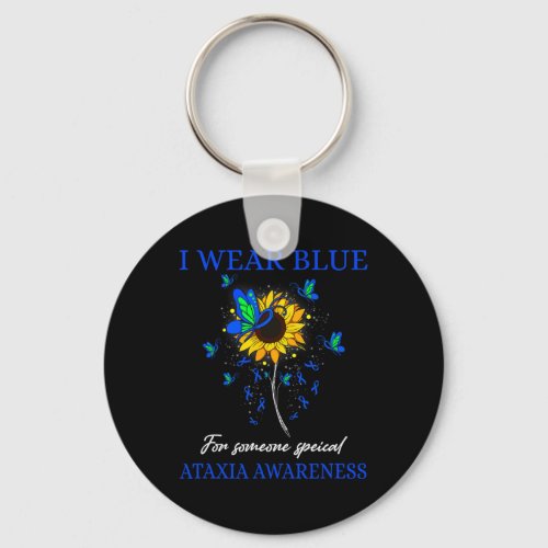 Wear Blue For Ataxia Awareness Sunflower  Keychain