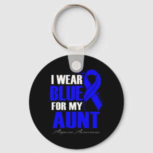 Wear Blue For My Aunt Alopecia Feather  Keychain