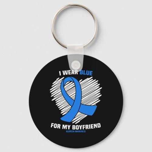 Wear Blue For My Boyfriend Alopecia Awareness  Keychain