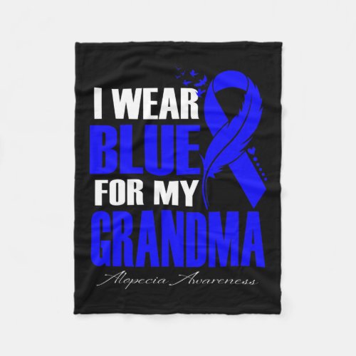 Wear Blue For My Grandma Alopecia Feather  Fleece Blanket