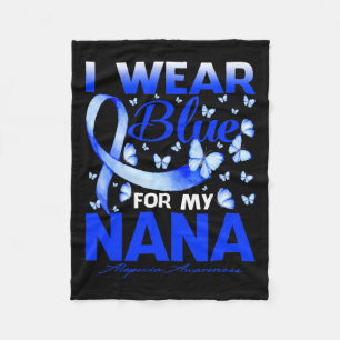 Wear Blue For My Nana Alopecia Awareness Butterfly Fleece Blanket