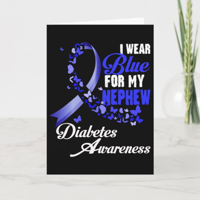 Wear Blue For My Nephew T1d Diabetes Awareness Blu Card (Front)