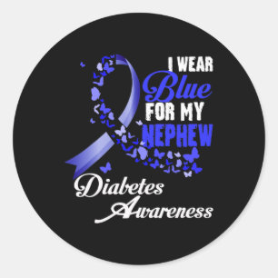 Wear Blue For My Nephew T1d Diabetes Awareness Blu Classic Round Sticker