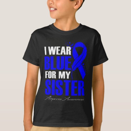 Wear Blue For My Sister Alopecia Feather  T_Shirt