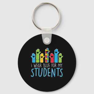 Wear Blue For My Students Autism Awareness Teacher Keychain