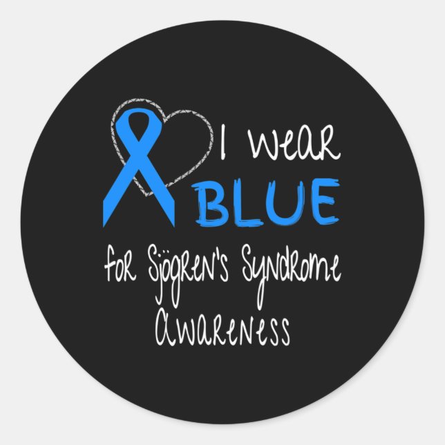 Wear Blue For Sjogren's Syndrome Awareness Ribbon  Classic Round Sticker (Front)