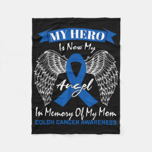 Wear Blue Ribbon In Memory Of My Mom Colon Cancer Fleece Blanket