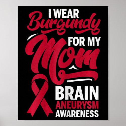 Wear Burgundy For Mom Brain Aneurysm Awareness Gra Poster