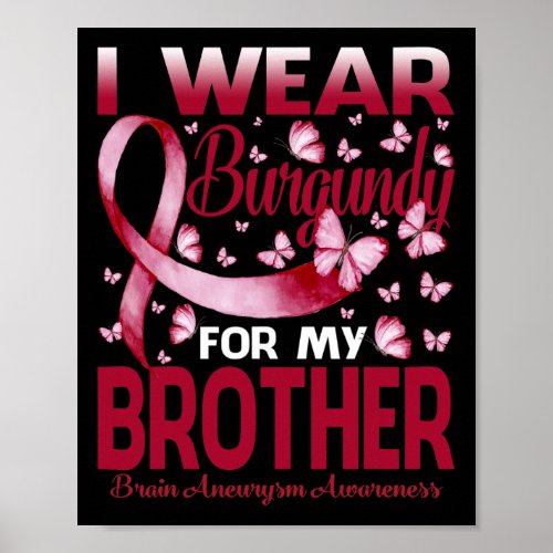 Wear Burgundy For My Brother Brain Aneurysm Awaren Poster