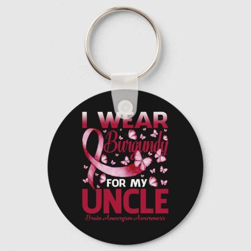 Wear Burgundy For My Uncle Brain Aneurysm Awarenes Keychain