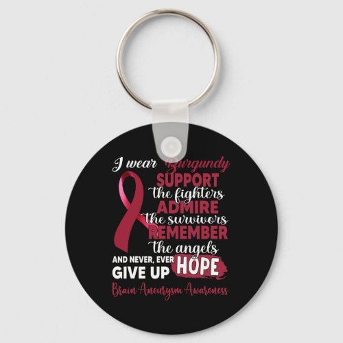 Wear Burgundy Support Fighters Brain Aneurysm Awar Keychain