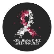 Wear Burgundy White Ribbon Oral Head Neck Cancer A Classic Round Sticker