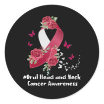 Wear Burgundy White Ribbon Oral Head Neck Cancer A Classic Round Sticker