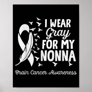 Wear Gray For Nonna Shirts Brain Cancer Awareness Poster