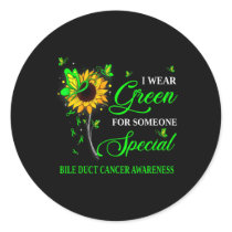 Wear Green For Bile Duct Cancer Awareness Sunflowe Classic Round Sticker