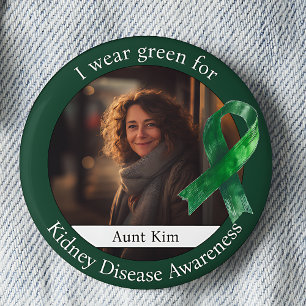 Wear Green for Kidney Disease Awareness Photo Button