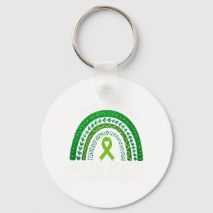 Wear Green For Mental Health Awareness Ribbon Rain Keychain