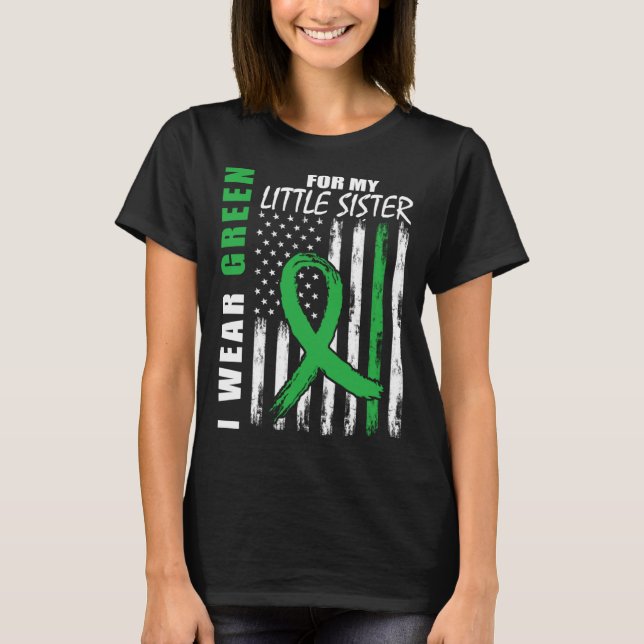 Wear Green Little Sister Kidney Disease Awareness  T-Shirt (Front)