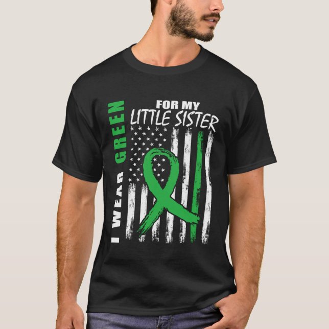 Wear Green Little Sister Kidney Disease Awareness  T-Shirt (Front)