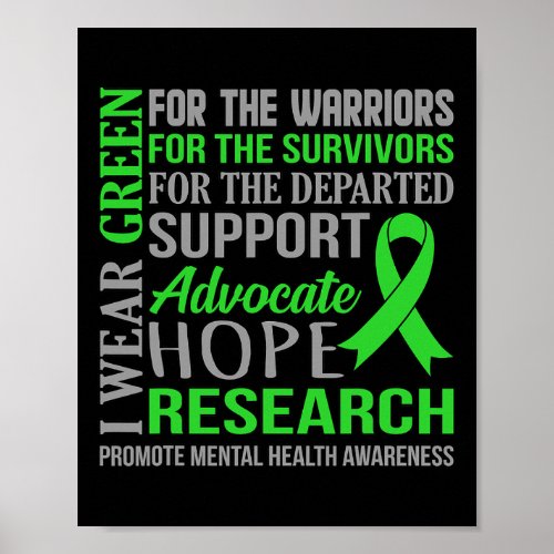 Wear Green Mental Health Awareness Supporter Graph Poster