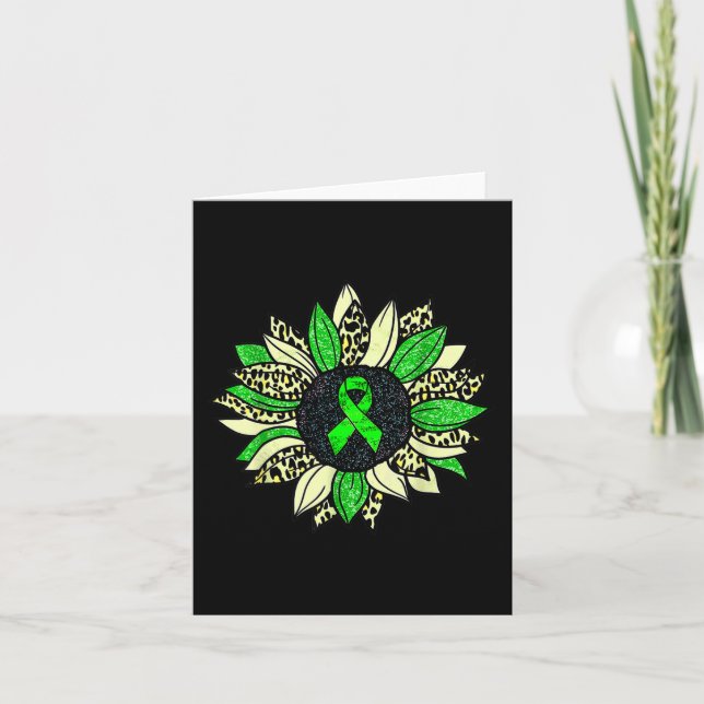 Wear Green Sunflower Kidney Disease Awareness Warr Card (Front)