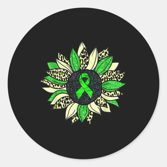 Wear Green Sunflower Kidney Disease Awareness Warr Classic Round Sticker (Front)
