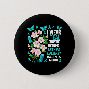 Wear Light Blue For Asthma And Allergy Awareness Button