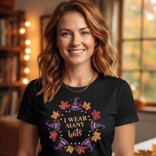 Wear Many Hats Funny Halloween Witch T-Shirt