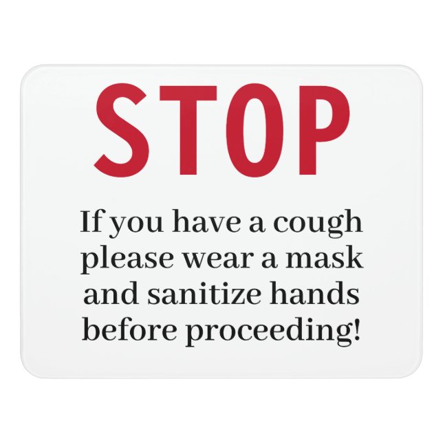 Wear Mask & Sanitize Hands if Coughing Sign (Contemporary Front)