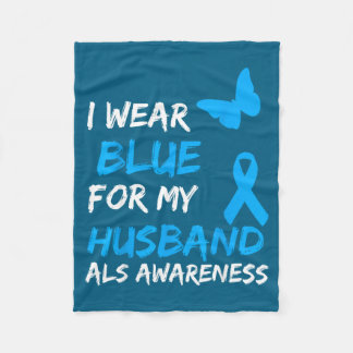 Wear My Als Awareness Blue Husband Fleece Blanket