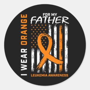Wear Orange Father Dad Leukemia Awareness American Classic Round Sticker