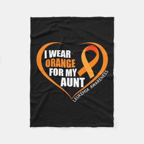 Wear Orange For My Aunt Leukemia Awareness 1  Fleece Blanket