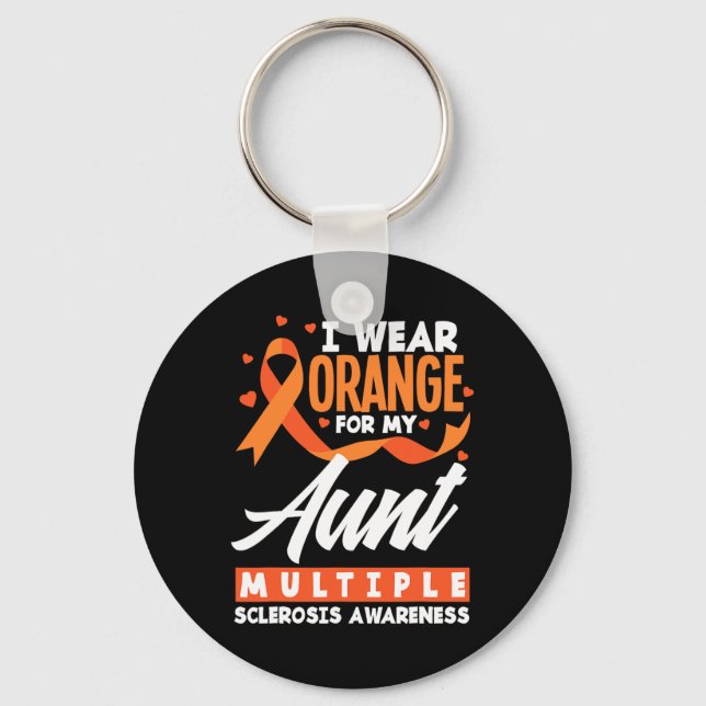 Wear Orange For My Aunt Multiple Sclerosis Awarene Keychain (Front)