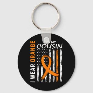 Wear Orange For My Cousin Leukemia Awareness Flag  Keychain
