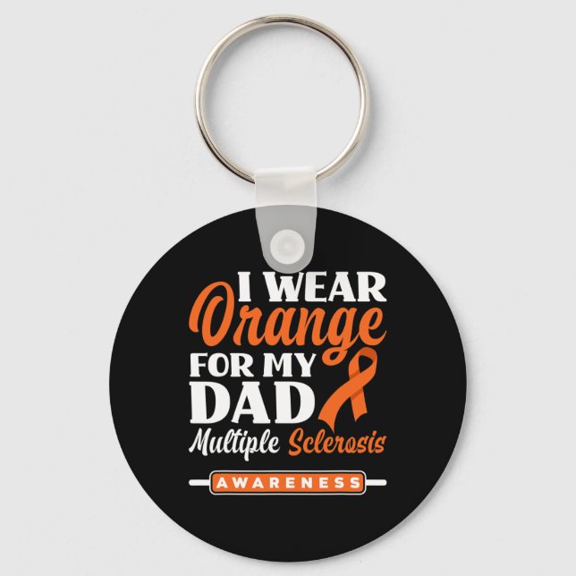 Wear Orange For My Dad Multiple Sclerosis Awarenes Keychain (Front)
