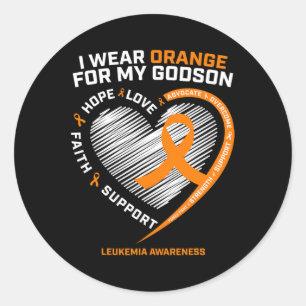 Wear Orange For My Godson Leukemia Cancer Awarenes Classic Round Sticker