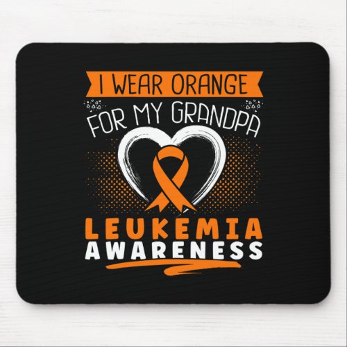 Wear Orange For My Grandpa Leukemia Awareness Hear Mouse Pad