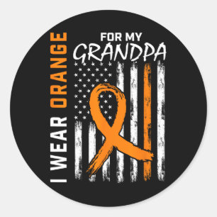 Wear Orange For My Grandpa Leukemia Cancer Awarene Classic Round Sticker