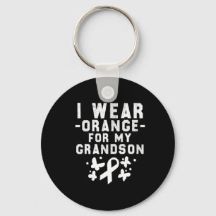 Wear Orange For My Grandson Leukemia Awareness 1 Keychain