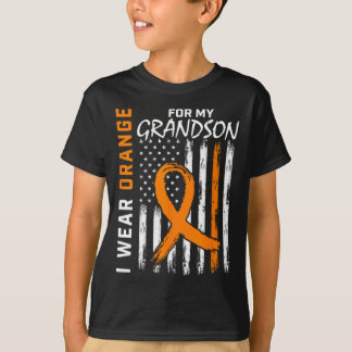 Wear Orange For My Grandson Leukemia Cancer Awaren T-Shirt